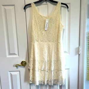 Pinky Ivory lace dress. NWT Large